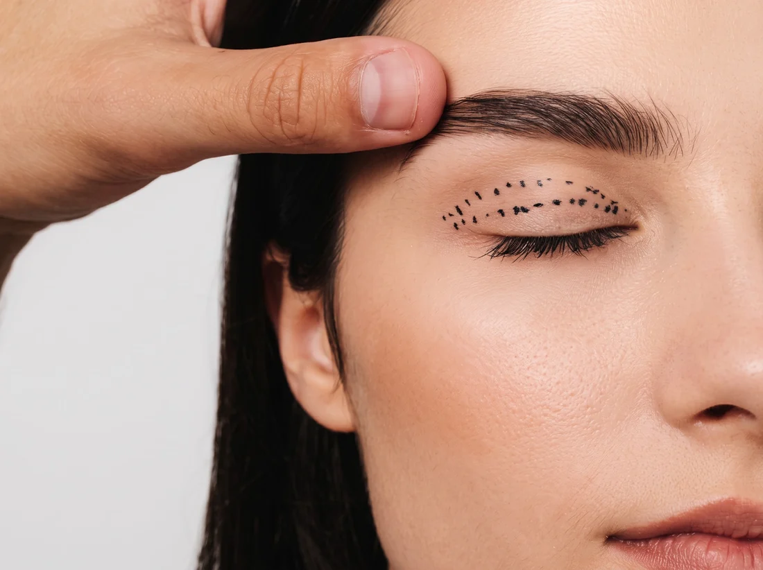 Marcação da pálpebra superior no planejamento da blefaroplastia